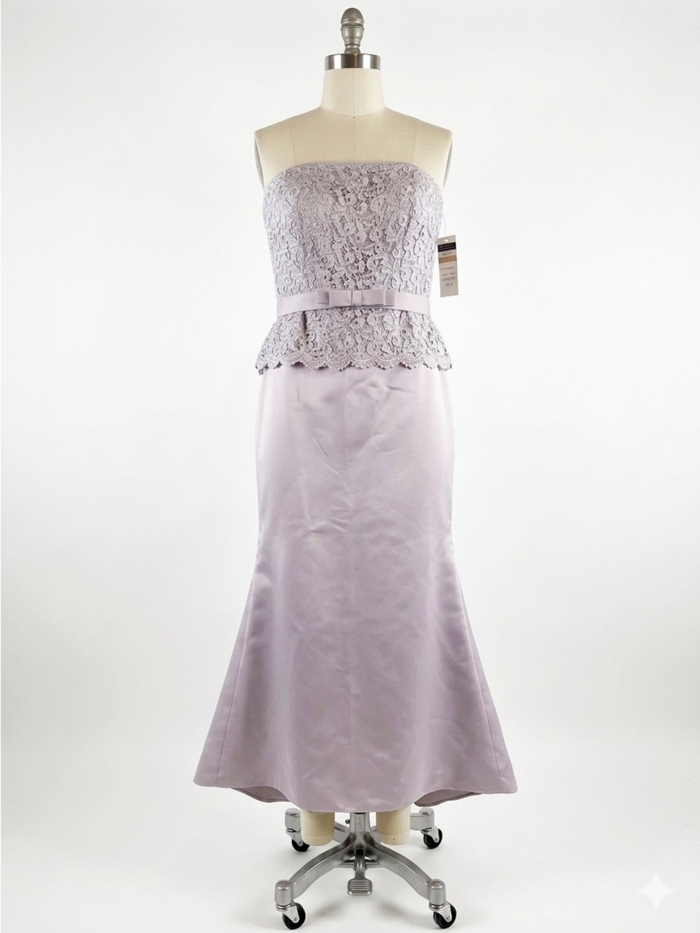 Strapless Lace Peplum Evening Gown in Blush Sz 12